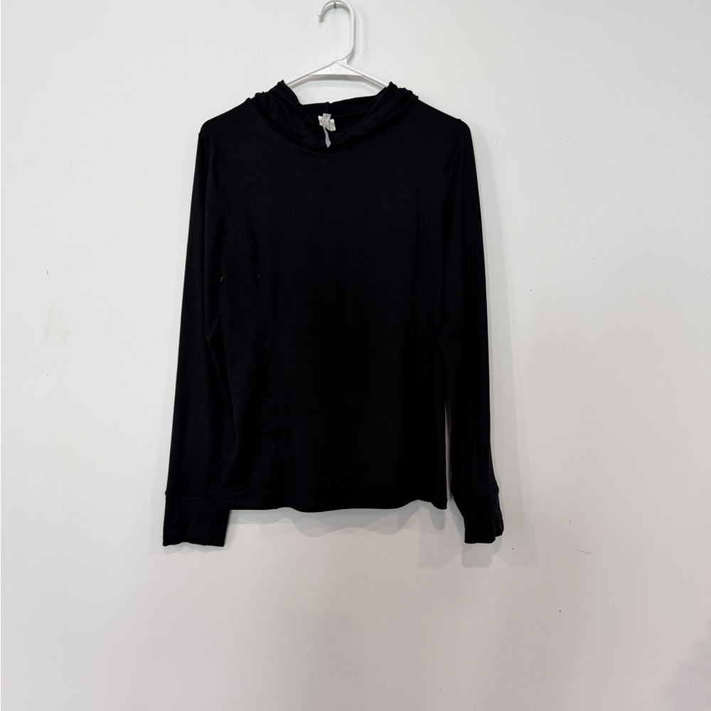 Fabletics Black Hooded Long Sleeve Pullover